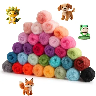 Filzwolle 40-Farben-Set, 120 g, Merinowolle, für Nass- und Trockenfilzen