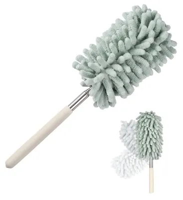 Produktbild von Mikrofaser Staubwedel Lang Ausziehbar Knickbar Waschbar Teleskop 29-76 cm Grün