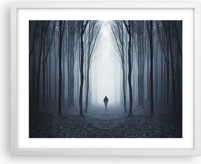 Produktbild von Gerahmtes Poster - Weißer Rahmen - Charakter Wald Einsamkeit - 50x40 cm - Wand Bild - Wanddeko - Wandbilder - Kunstposter - Wandposter - Bilderrahmen - Bilder - Kunstdruck - Wandbild - P2WAA50x40-4142