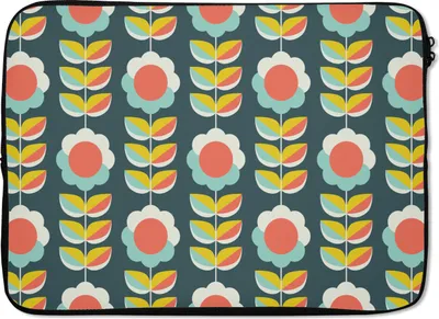 Produktbild von MuchoWow® Laptop Hülle 13 Zoll Retro - Blumen - Skandinavisch Laptoptasche - Laptophülle - Sleeve - Rundumschutz