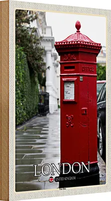 Produktbild von Holzschild Städte London England UK Post Box 20x30cm