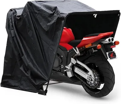 Produktbild von Motorradgarage Motorrad Schutzplane Faltzelt Faltgarage Zeltgarage Universal Wasserdicht Roller Moped Zelt Motorradabdeckung Abdeckplane Stoff Motorradplane Atmungsaktiv Schwarz Uv-BestäNdig