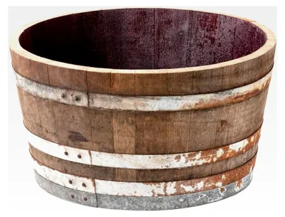 Produktbild von Halbiertes Holzfass aus Eichenholz in rustikaler Optik als Pflanzkübel oder Miniteich
