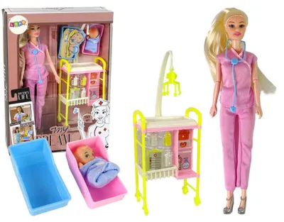 Produktbild von LEAN Toys 15737 Puppe „Doktorin“ mit langen Haaren und Zubehör