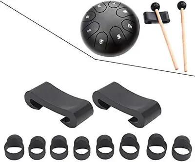 Produktbild von Fingerhülsen für Zungentrommeln, 8 Stück, Silikon-Fingerabdeckungen mit 2 Halterungen für Schlaginstrumente