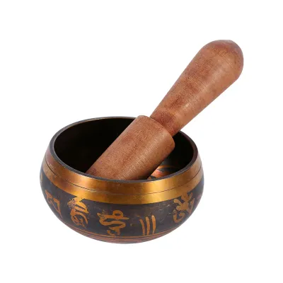 Produktbild von Tibetische handgehämmerte Meditationsschale, aus Kupfer, 8 cm, für Yoga und Entspannung, beruhigender Klang