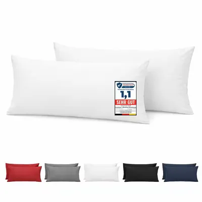 Produktbild von Komfortec Premium Kissenbezüge 2er Set 40x80 cm mit Reißverschluss, gebürstet 100% Polyester 120g/m², Kopfkissenbezug, Superweiches Kissenhülle Set, Weiß