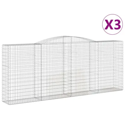 Produktbild von Gabionen mit Hochbogen 3 Stk. 400x50x160/180cm Verzinktes Eisen
