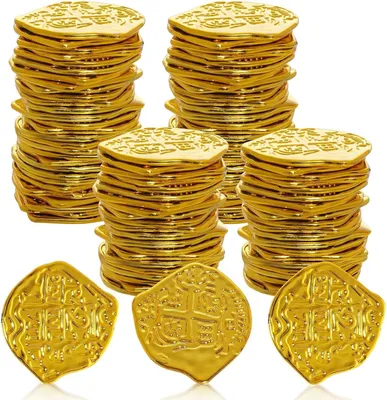 Productafbeelding van Munten voor kinderen - Set van 100 - Gouden taler piratenmunt - Piratenmunten - Romeinse munten - Piratenfeest