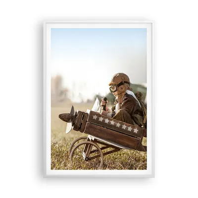 Produktbild von Gerahmtes Poster - Weißer Rahmen - Kindheit Flugzeug Spielzeug - 70x100 cm - Wand Bild - Wanddeko - Wandbilder - Kunstposter - Wandposter - Bilderrahmen - Bilder - Kunstdruck - P2WPA70x100-4469