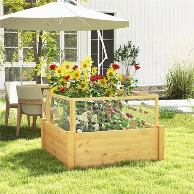 Image de Bacs surélevés en bois - Jardinières surélevées - Bacs de jardin avec bordure - Jardinières pour herbes aromatiques - Bacs pour légumes