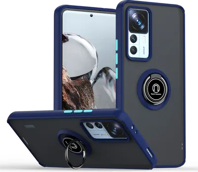 Produktbild von Xiaomi 12T Pro Hülle, Ring Halter Ständer Matte Transluzent TPU Rahmen Stoßfest Schutzhülle für Xiaomi 12T / Xiaomi 12T Pro Blau