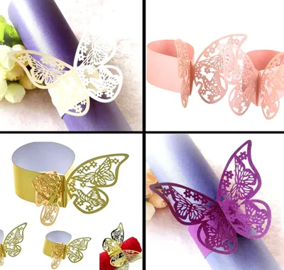 Image de Supports-serviettes, 100 pièces, blancs, pour la décoration de table
