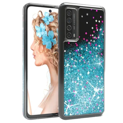 Produktbild von EAZY CASE - Glitzer Hülle kompatibel mit  Huawei P Smart 2021 / Y7a Glitzer Schutzhülle, Soft Case, Backcover Transparent mit Motiv