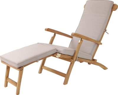 AXI Costa Liegestuhl aus Teak Holz mit Kissen | Deckchair Gartenliege aus Teakholz mit verstellbarer Rückenlehne - 4 Positionen | Sonnenliege für