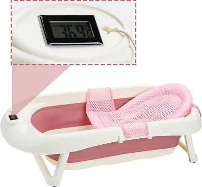Immagine prodotto di Vaschetta da bagno per bambini Jopassy Vaschetta da bagno da viaggio Ergonomica pieghevole con termometro
