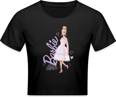 Produktbild von Spreadshirt Barbie Hochzeitskleid Crop Top, L, Schwarz