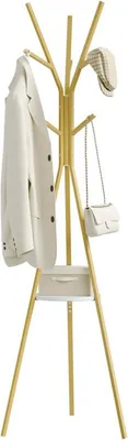 Immagine prodotto di Appendiabiti a forma di albero con 9 ganci e ripiano | Oro | 45,5 x 45,5 x 180 cm