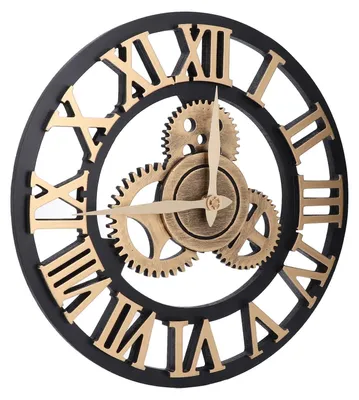 Image de Elzusha - Grande horloge murale en bois avec engrenages mobiles