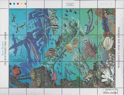 Produktbild von Briefmarken Mikronesien 1988 Mi 101-118 Zd-Bogen (kompl.Ausg.) postfrisch Unterwassergedenkstätte