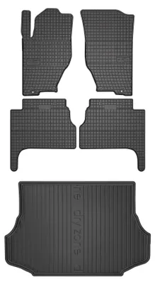 Image de Tapis en caoutchouc + bac de coffre pour Kia Sorento I 2003-2009 (SUV, avec niches latérales) – 5 pièces, noirs, sur mesure
