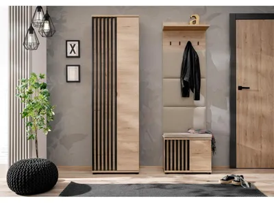 Image de Ensemble de meuble d'entrée avec coussin "Pedro VI" - Beige - L 130 x H 202 x P 35 cm