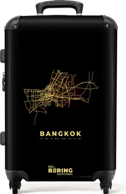 Produktbild von NoBoringSuitcases.com® Großer Koffer - Bangkok - Stadtplan - Karte - Gold - Thailand - Kombinationsschloss TSA - Hartschalen Trolley 4 Rollen - 72 liter - Reisekoffer - 66 cmKoffer Mittelgroß 67x43x25 cm, 72L,