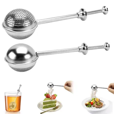 Teesieb 2er-Set aus Edelstahl, für Tee und Backen