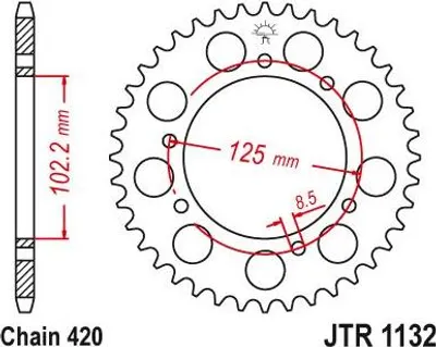 Obrázek produktu pro Zadní pastorek, řada 420, 59 zubů