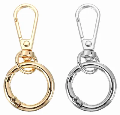 2er-Set drehbare Karabinerhaken mit Schlüsselring, Gold/Silber