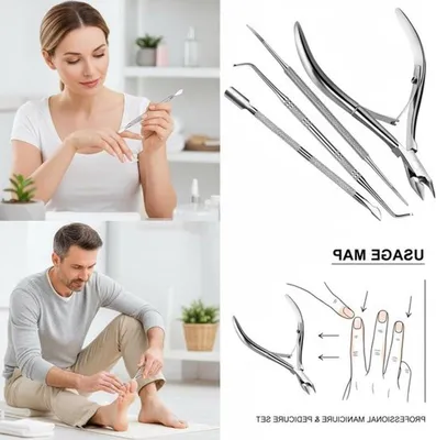 Professionelles Nagelpflege-Set - RVS Nagelhautschneider, Werkzeuge für eingewachsene Zehennägel, Feile und Hebel für