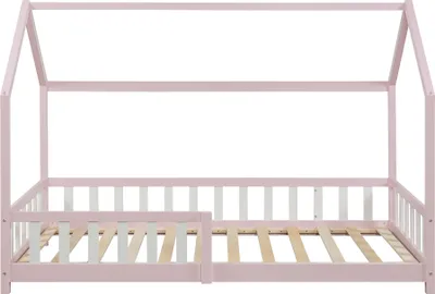 Produktbild von Hausbett ‘Hesel’ für Kinder mit Rausfallschutz Lattenrost 90 x 200 cm Rosa