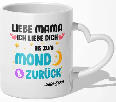 Produktbild von 22Feels Mama Geschenk von Sohn Muttertag Geburtstag Mutter Tasse Weihnachten Kaffeetasse Frauen Beste Eltern (Herzhenkel Weiss)