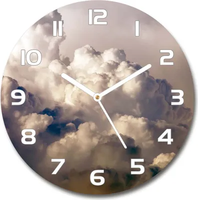 Produktbild von Wanduhr aus Glas 30fi Glasbild Glasuhr Gehärtetes Glas - weisse-zeiger - Clouds in the sky