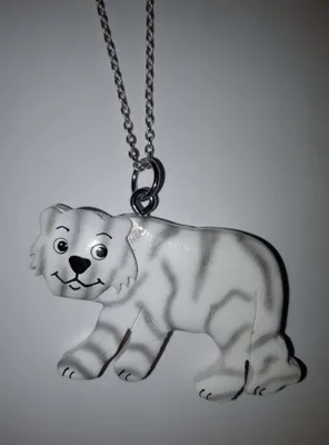 Produktbild von Kette mit Holzanhänger weißer Tiger, Ketten Modeschmuck Tiere Tier, Raubkatze