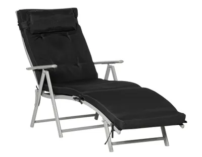 Produktbild von Sonnenliege klappbar, Strandliege mit Kopfkissen Sitzkissen Liegestuhl mit 7-Fach verstellbare Rückenlehne Gartenliege Relaxliege, für Garten