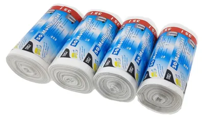 Image de 200 sacs poubelle, HDPE 35L, 69cm x 55cm transparent (4 rouleaux)