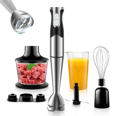 Zdjęcie produktu dla Blender ręczny 6-w-1 z funkcją turbo i akcesoriami ze stali nierdzewnej