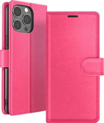 Obrázek produktu pro Zanaé, skládací pouzdro na iPhone 13 Pro s přihrádkou na karty a magnetickým uzávěrem, fuchsiová