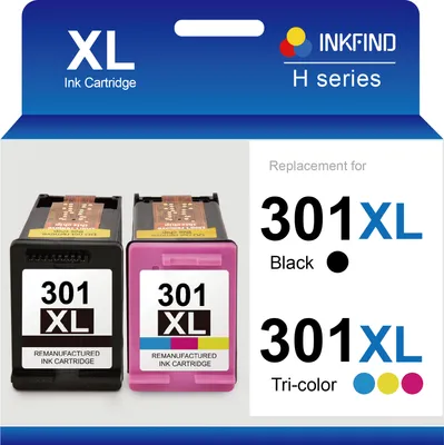 Produktbild von INKFIND 301XL Druckerpatronen kompatibel Für HP301 HP301XL HP 301 HP 301XL tinte CH563EE CH564EE Hohe Kapazität - 2er-Pack Schwarz und Farbe