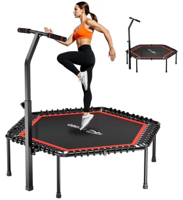 Zdjęcie produktu dla Trampolina fitness dla dorosłych, 50 cali, do użytku w pomieszczeniach, maksymalne obciążenie 230 kg, kolor czarny