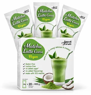 Zdjęcie produktu dla Matcha Cocos Latte 20 x 20 g – naturalna kremowość, egzotyczny smak i zero dodatku cukru