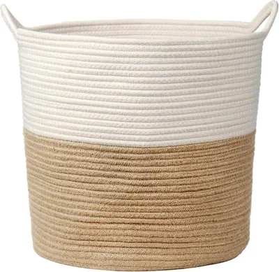 Produktbild von Wäschekorb Baumwolle Seil Kinderzimmer Aufbewahrung 38x38cm Braun