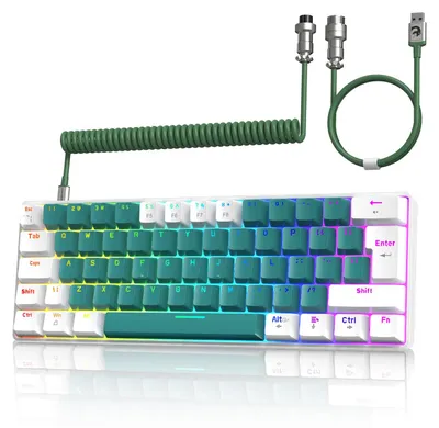 Zdjęcie produktu dla Klawiatura gamingowa przewodowa, kompaktowa, o formacie 60% z 62 klawiszami i podświetleniem RGB