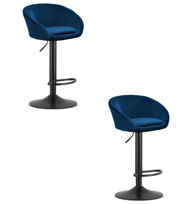 Image de EAST hocker - velours bleu marine / base noire x 2