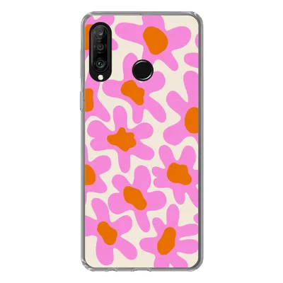 Produktbild von MuchoWow® Handyhülle Schutzhülle Hülle für Huawei P30 Lite Blume - Rosa - Muster Silikon Softcase Handy Hülle - Handyhülle - Geburtstag Teenager