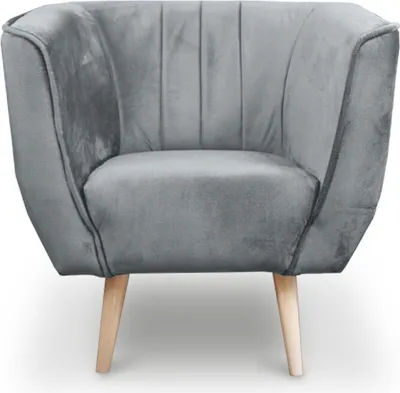 Image de BETTSO - Fauteuil rembourré de style scandinave. Modèle PIK 1 MON84. Couleur : gris clair, gris anthracite