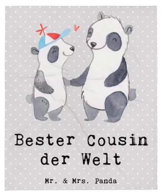 Produktbild von Mr. & Mrs. Panda Decke Panda Bester Cousin der Welt - Grau Pastell - Geschenk, Verwandtschaft, Winterdecke, Geschenkidee, Vetter, Sofaüberwurf, Sohn von Onkel, Wohndecke