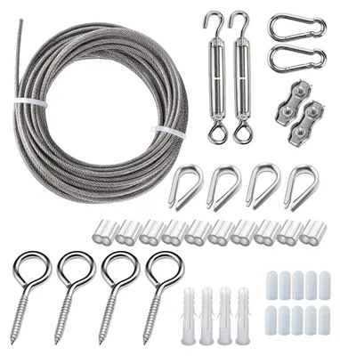 Stahlkabel 3 mm, 10 m, Edelstahl, beschichtet, Set für Garten & Aufhängung