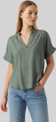 Productafbeelding van Vero Moda VMBEAUTY top, 10279697, maat M, bovenkleding, volwassenen, dames, groen, maat M, korte mouwen